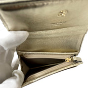 Jimmy Choo Farone Champagne Metallic Leather Card Case Wallet