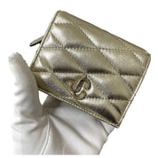 Jimmy Choo Farone Champagne Metallic Leather Card Case Wallet