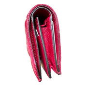 Jimmy Choo Farone Raspberry Red Leather Card Case Folding Wallet