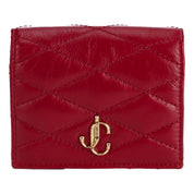 Jimmy Choo Farone Raspberry Red Leather Card Case Folding Wallet