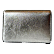 Jimmy Choo Kalina  Crossbody Clutch Bag Crystal Logo Metallic Silver