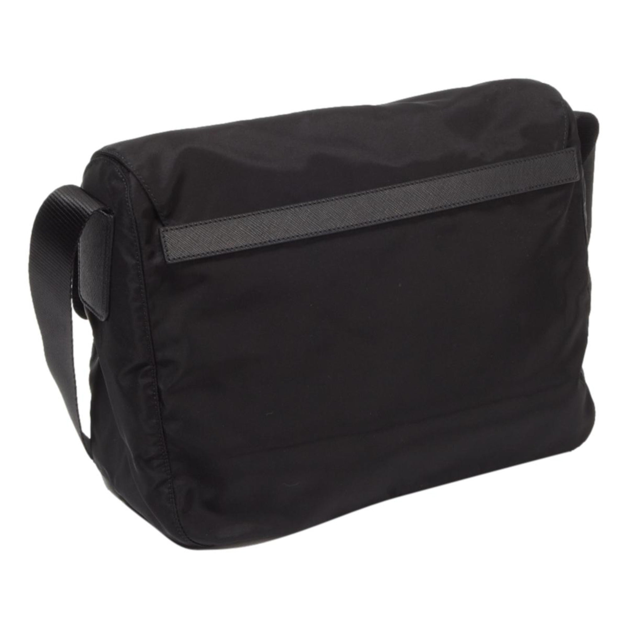Prada Men's Black Nylon Triangle Logo Messenger Bag