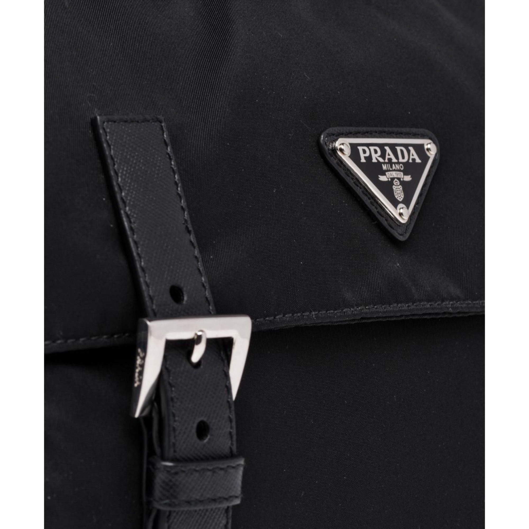 Prada Men's Black Nylon Triangle Logo Messenger Bag