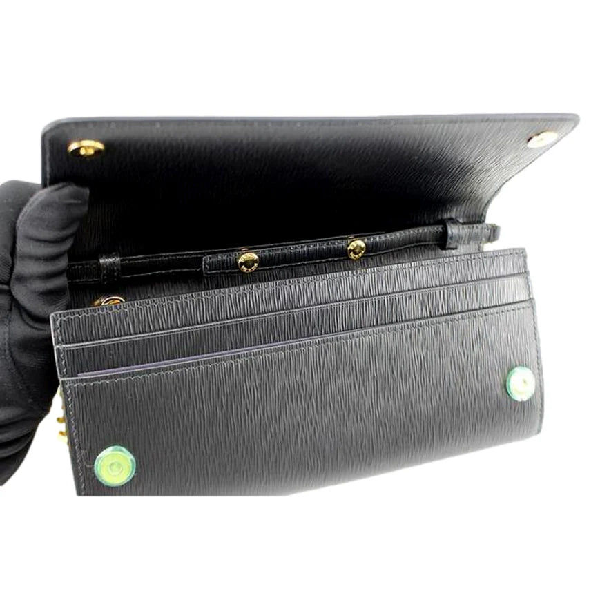 Prada Black Vitello Move Leather Chain Crossbody Wallet Clutch Bag