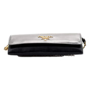 Prada Black Vitello Move Leather Chain Crossbody Wallet Clutch Bag