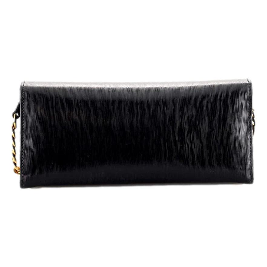 Prada Black Vitello Move Leather Chain Crossbody Wallet Clutch Bag