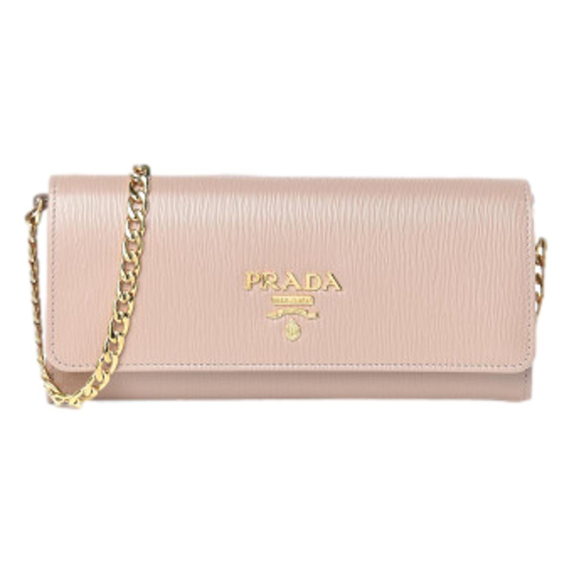Prada Cipria Beige Vitello Move Leather Chain Wallet Crossbody Bag