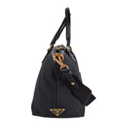 Prada Logo Jacquard Black Canvas Satchel Crossbody Bag