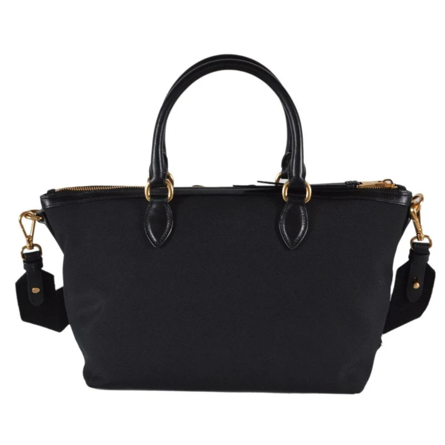 Prada Logo Jacquard Black Canvas Satchel Crossbody Bag