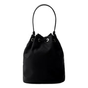 Prada Re-Nylon Black Beaded Embroidered Mini Drawstring Bucket Bag