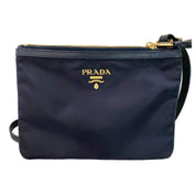 Prada Tessuto Nylon Blue Zip Calf Leather Crossbody Bag