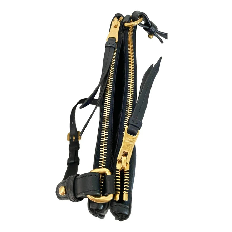 Prada Tessuto Nylon Blue Zip Calf Leather Crossbody Bag