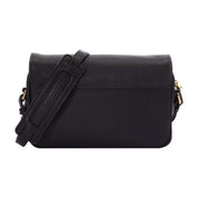 Prada Vitello Phenix Black Leather Flap Crossbody Bag