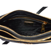 Prada Vitello Phenix Leather Gold Hardware Black Crossbody Bag