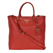 Prada Vitello Phenix Red Leather Shopping Tote Bag