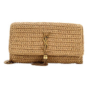 Saint Laurent Kate 99 YSL Beige Raffia Woven With Tassel Crossbody Bag