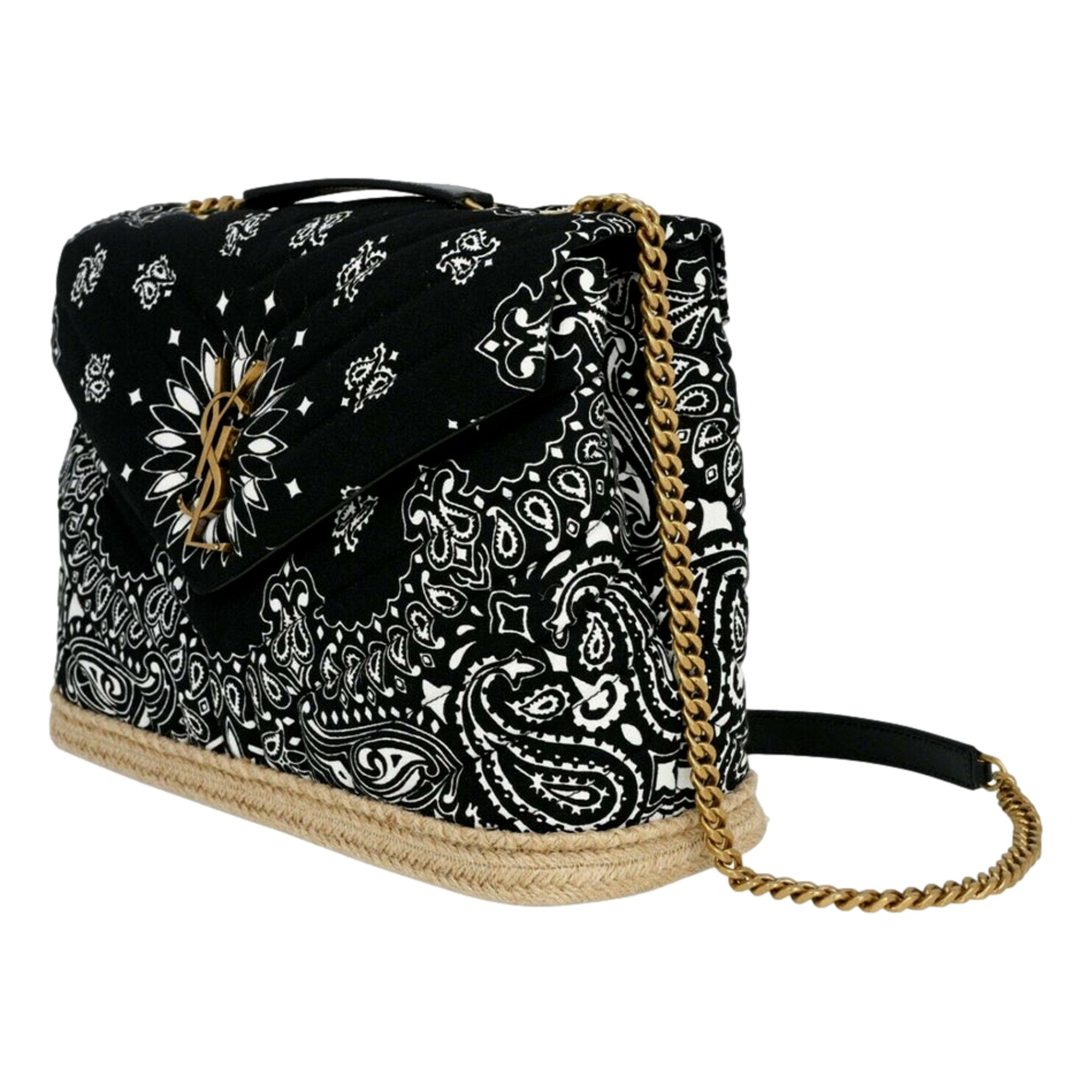 Saint Laurent Loulou Black Paisley Quilted Crossbody Bag