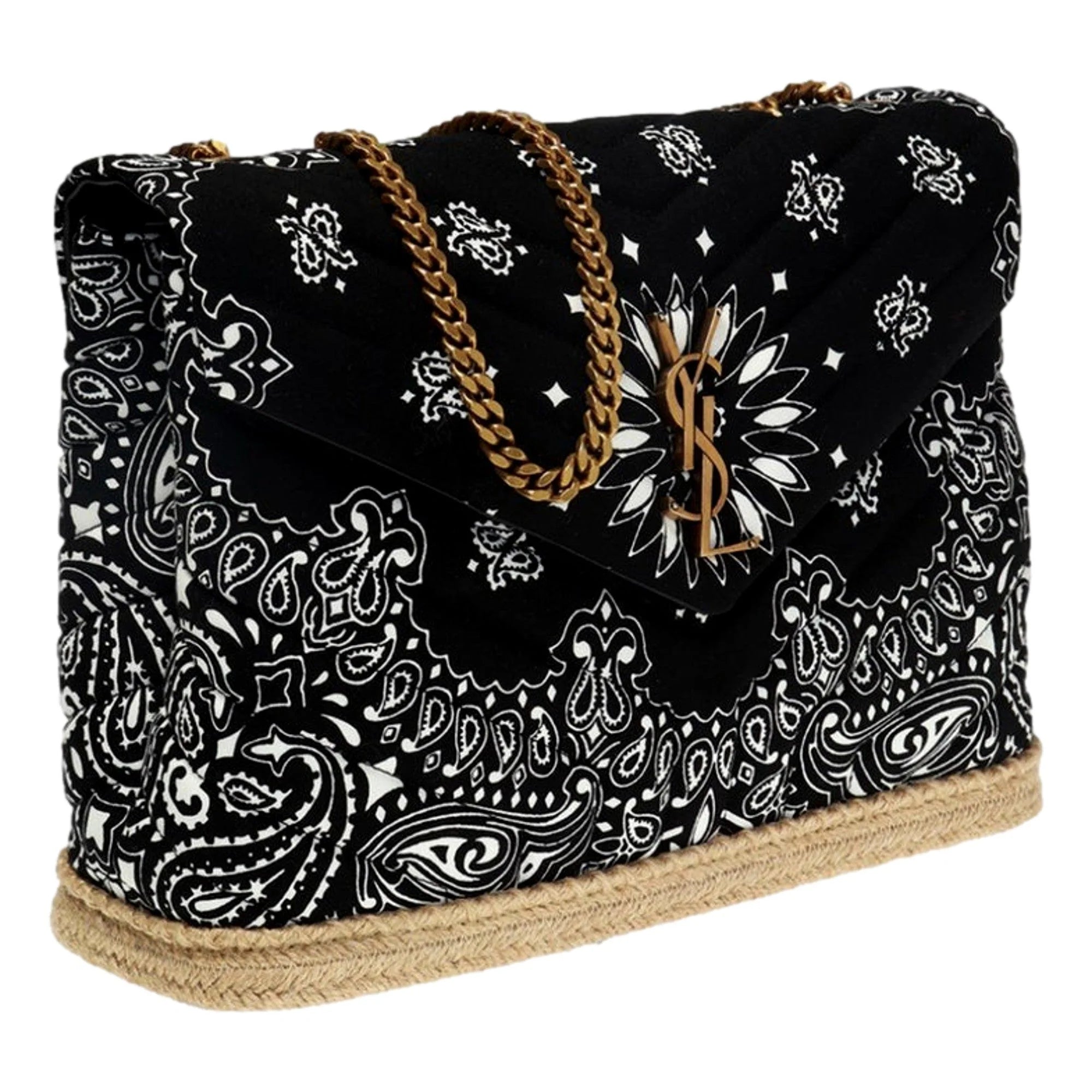 Saint Laurent Loulou Black Paisley Quilted Crossbody Bag