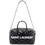 Saint Laurent Miles Logo Black Calf Leather Bowling Duffel Bag