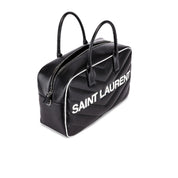 Saint Laurent Miles Logo Black Calf Leather Bowling Duffel Bag