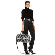 Saint Laurent Miles Logo Black Calf Leather Bowling Duffel Bag