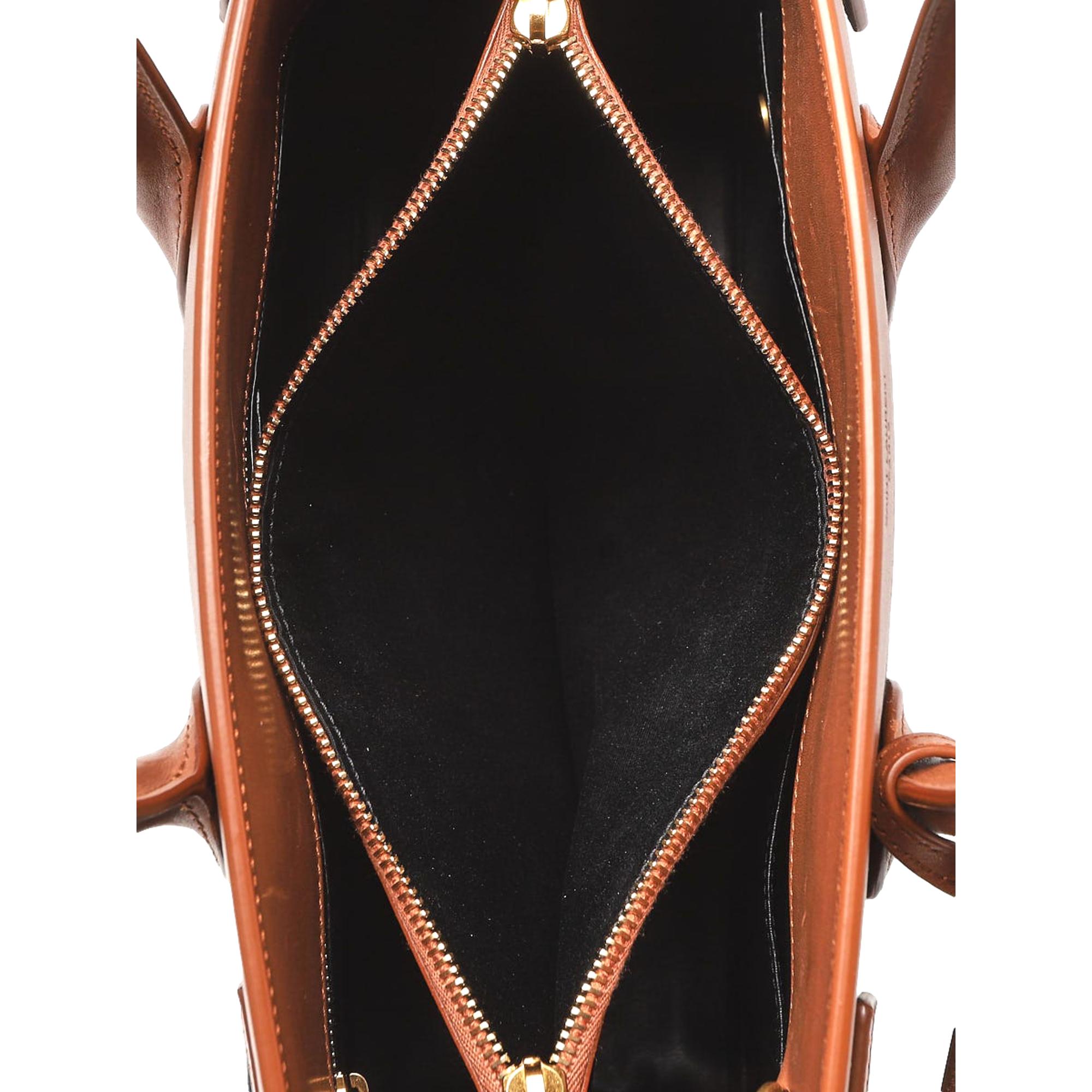 Saint Laurent Sac De Jour Black Canvas and Brown Leather Satchel Bag