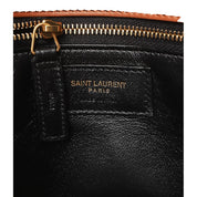 Saint Laurent Sac De Jour Black Canvas and Brown Leather Satchel Bag