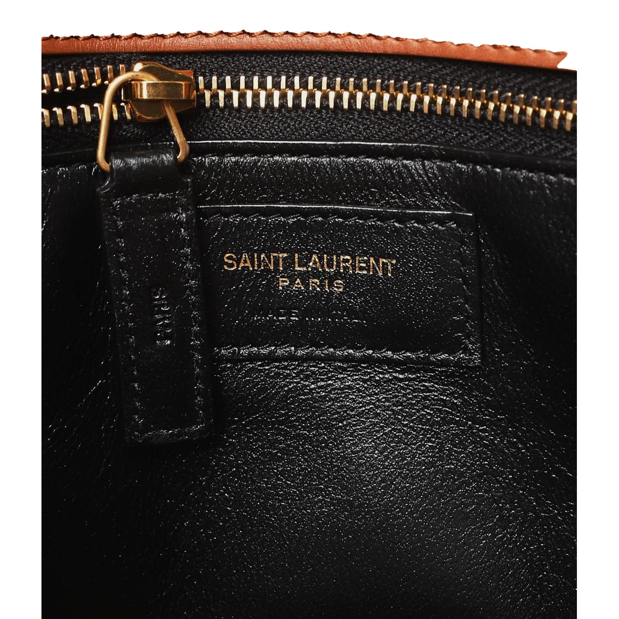 Saint Laurent Sac De Jour Black Canvas and Brown Leather Satchel Bag