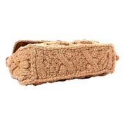 Valentino Garavani Roman Stud Large Shoulder Bag Brown Knit Cashmere