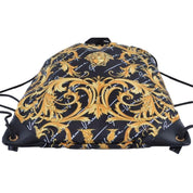 Versace Black Nylon Barocco Signature Print Drawstring Backpack