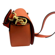 Versace Half-Moon La Medusa Vitello Leather Orange Crossbody Handbag
