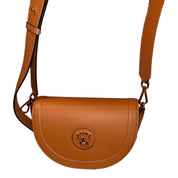 Versace Half-Moon La Medusa Vitello Leather Summer Nude Brown Crossbody Handbag