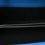 Versace La Medusa Blue Quilted Lamb Leather Crossbody Clutch Bag