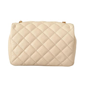 Versace La Medusa Nappa Quilted Beige Leather Chain Small Crossbody Bag