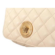 Versace La Medusa Nappa Quilted Beige Leather Chain Small Crossbody Bag