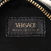 Versace La Medusa Round Quilted Leather Black Shoulder Bag