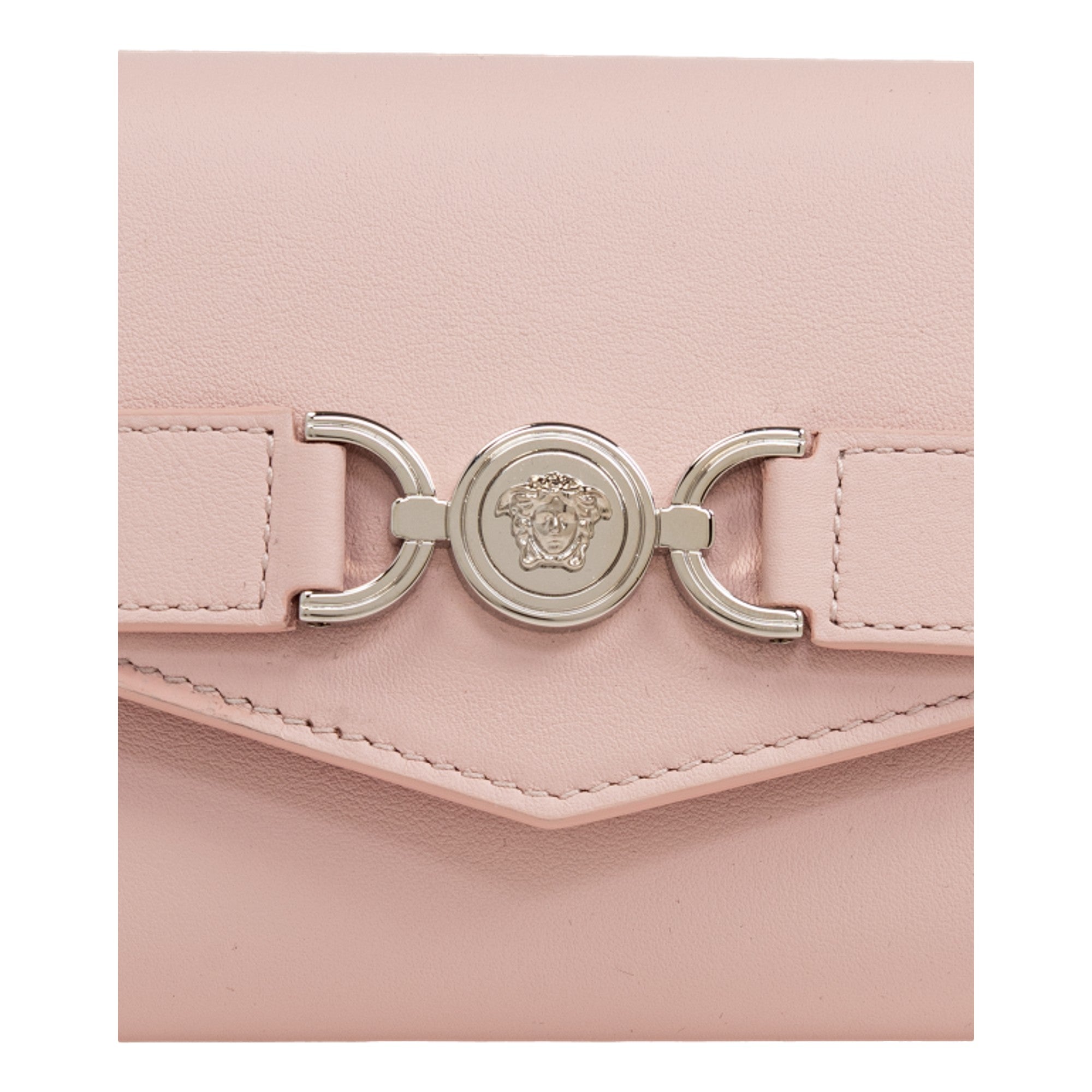 Versace Medusa 95 Dusty Pink Tri Fold Snap Wallet Card Holder