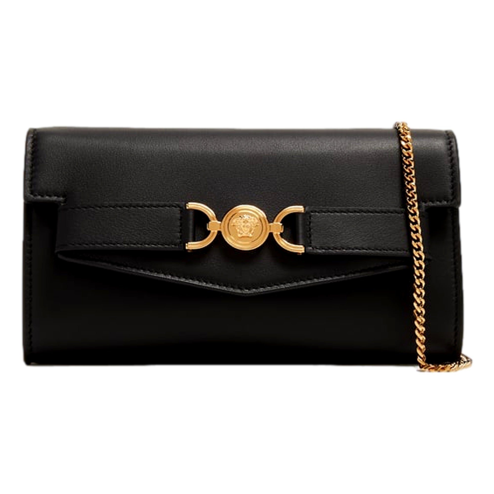 Versace Medusa 95 Small Black Wallet on Chain Crossbody Bag